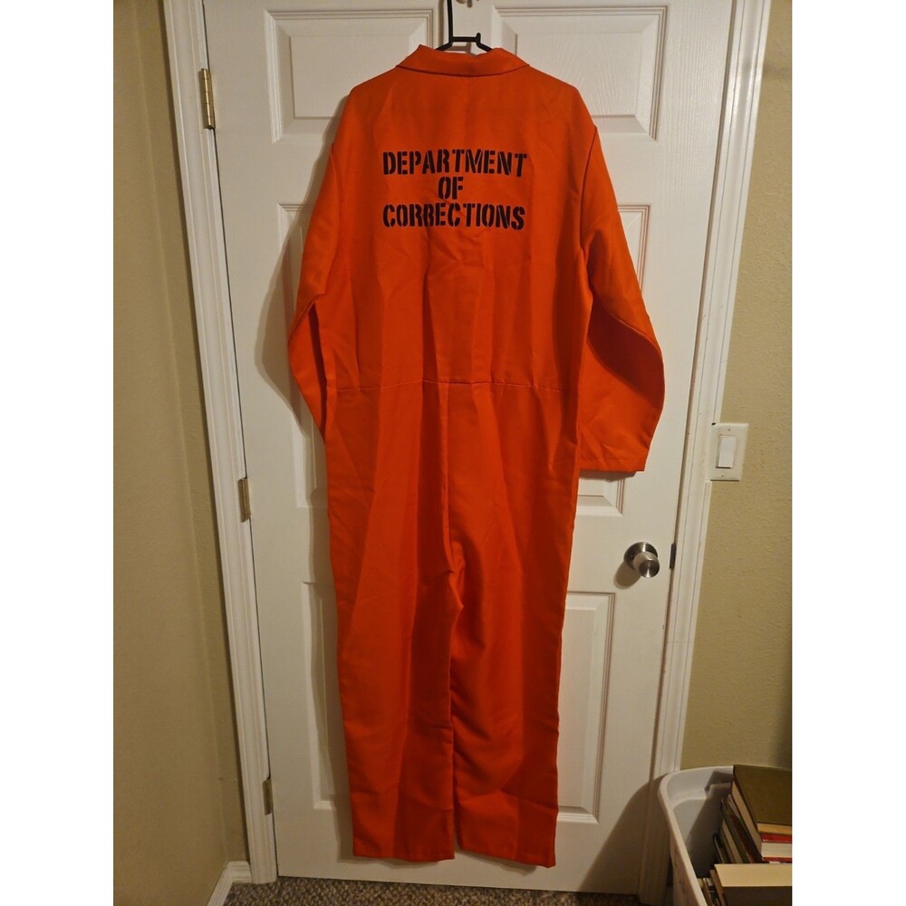 NEW Orange Jumpsuit Spirit Halloween Costume Dept Corrections Mens Large XL Jail